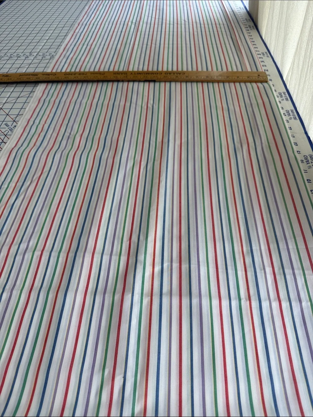 Vintage 1970s Multicolor Stripe Fabric 2 3/4 Yards x 44” Shirting Dress